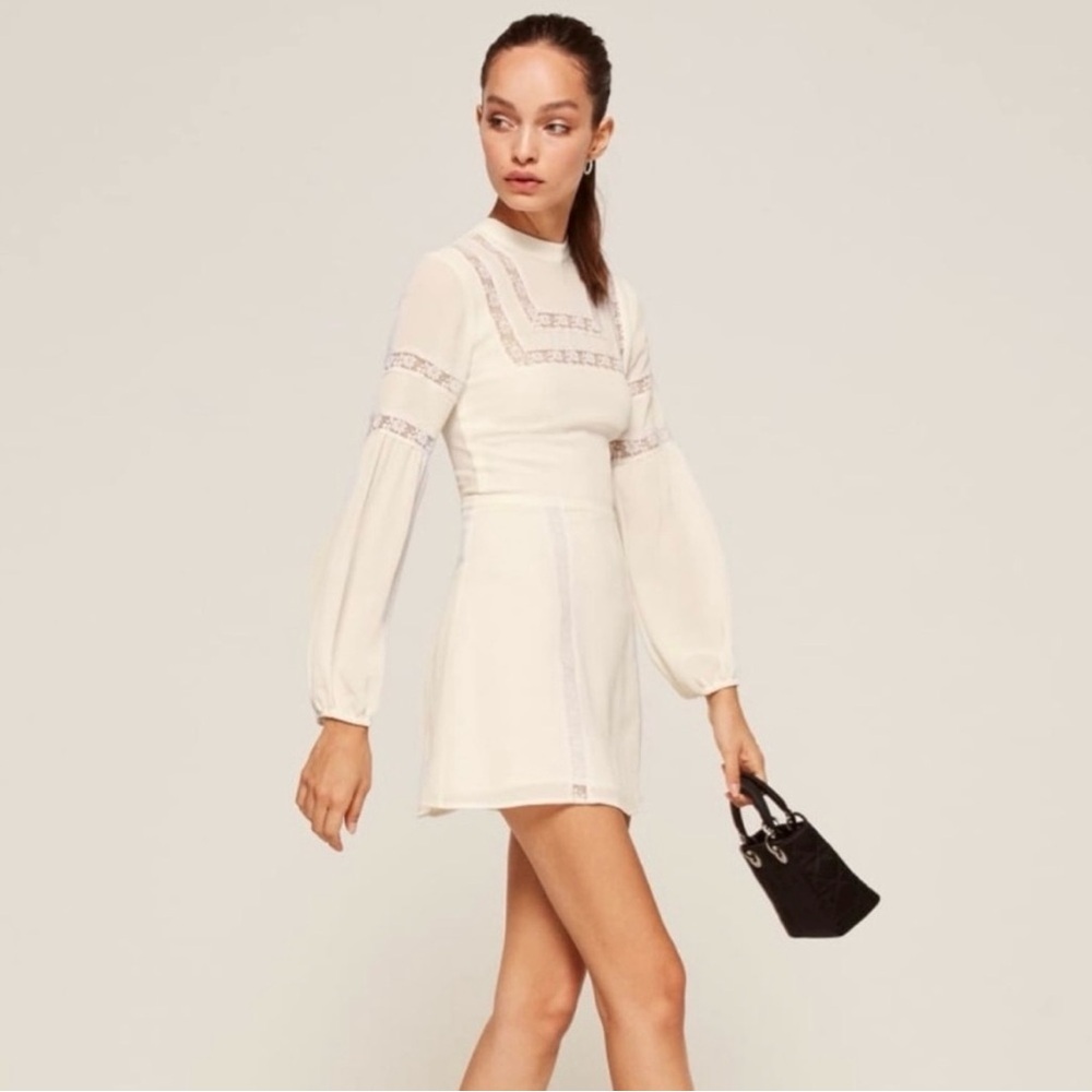 Reformation Sachi Dress Ivory Long Sleeve Dress size 0